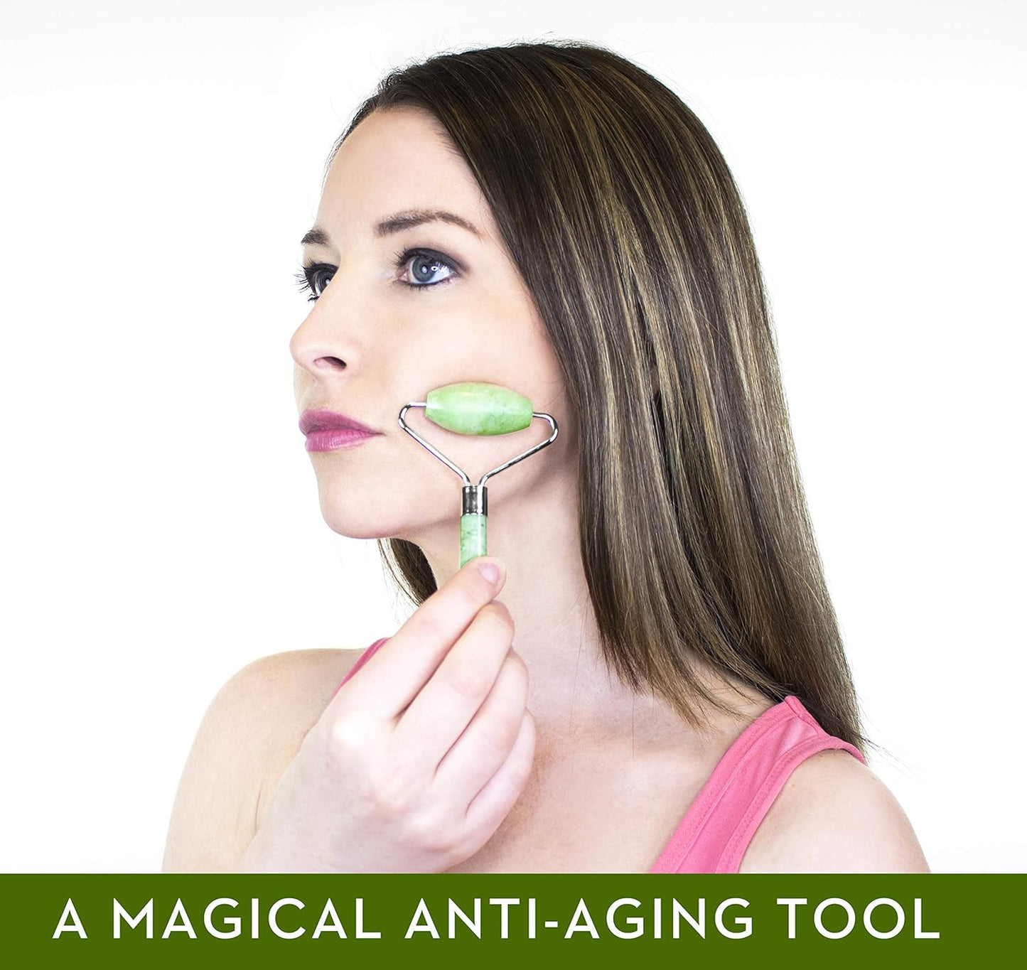 Jade Roller and Gua Sha for Face-3 in 1 Kit with Facial Massager Tool,100% Real Natural Jade Stone anti Aging,Face Beauty Set for Eye Anti-Wrinkle