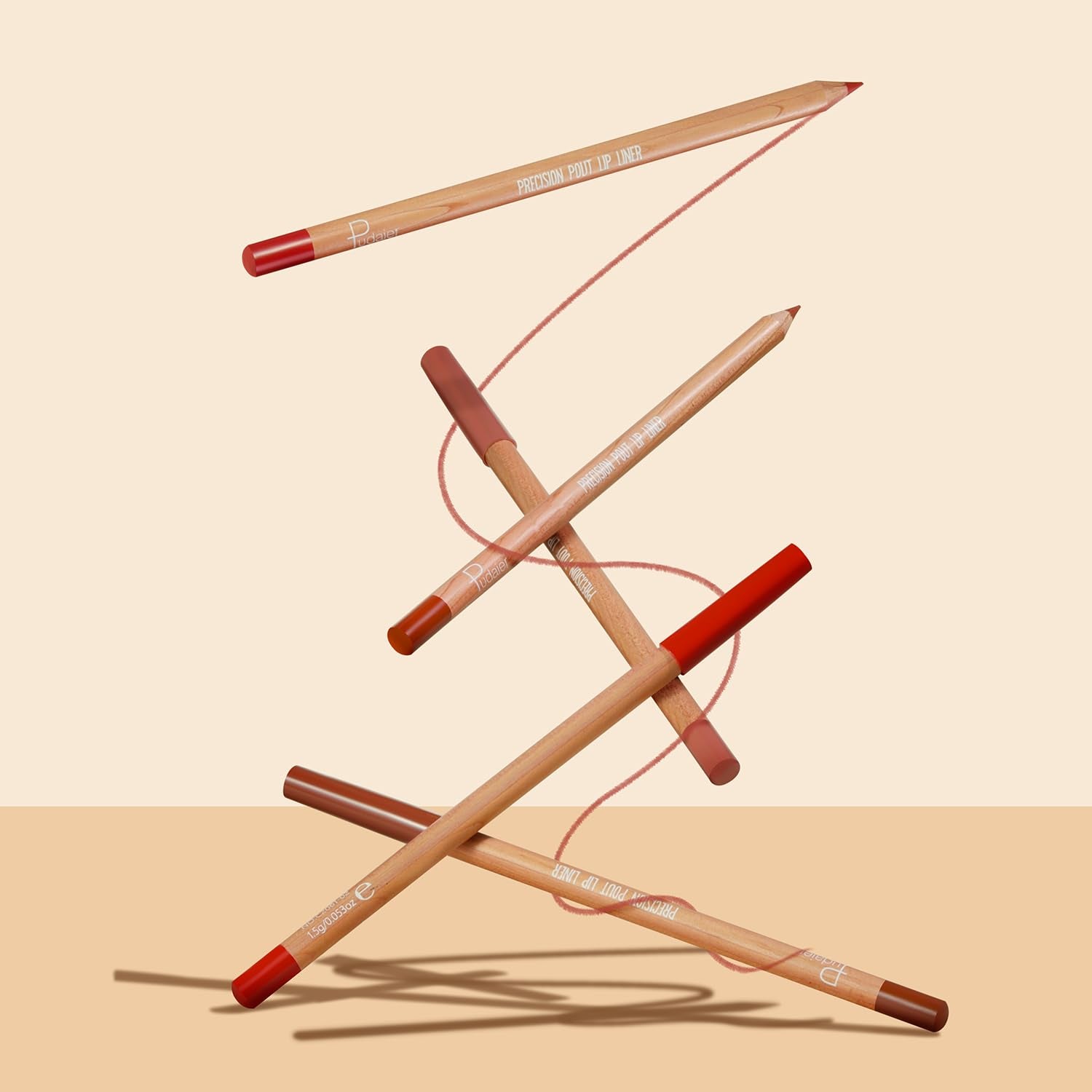 Lip Liner Set, 12Pcs Pure Natural Oak Brown Pink Red Series Lip Liners, Smooth and High Pigmented Lip Makeup Pencil