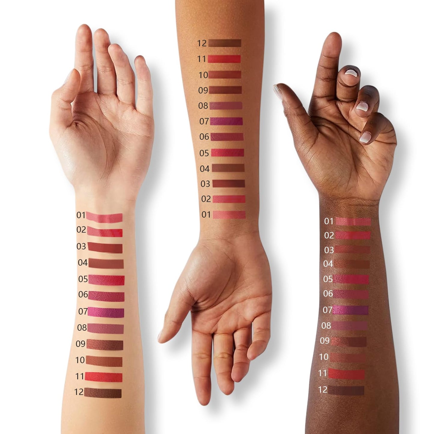 Lip Liner Set, 12Pcs Pure Natural Oak Brown Pink Red Series Lip Liners, Smooth and High Pigmented Lip Makeup Pencil