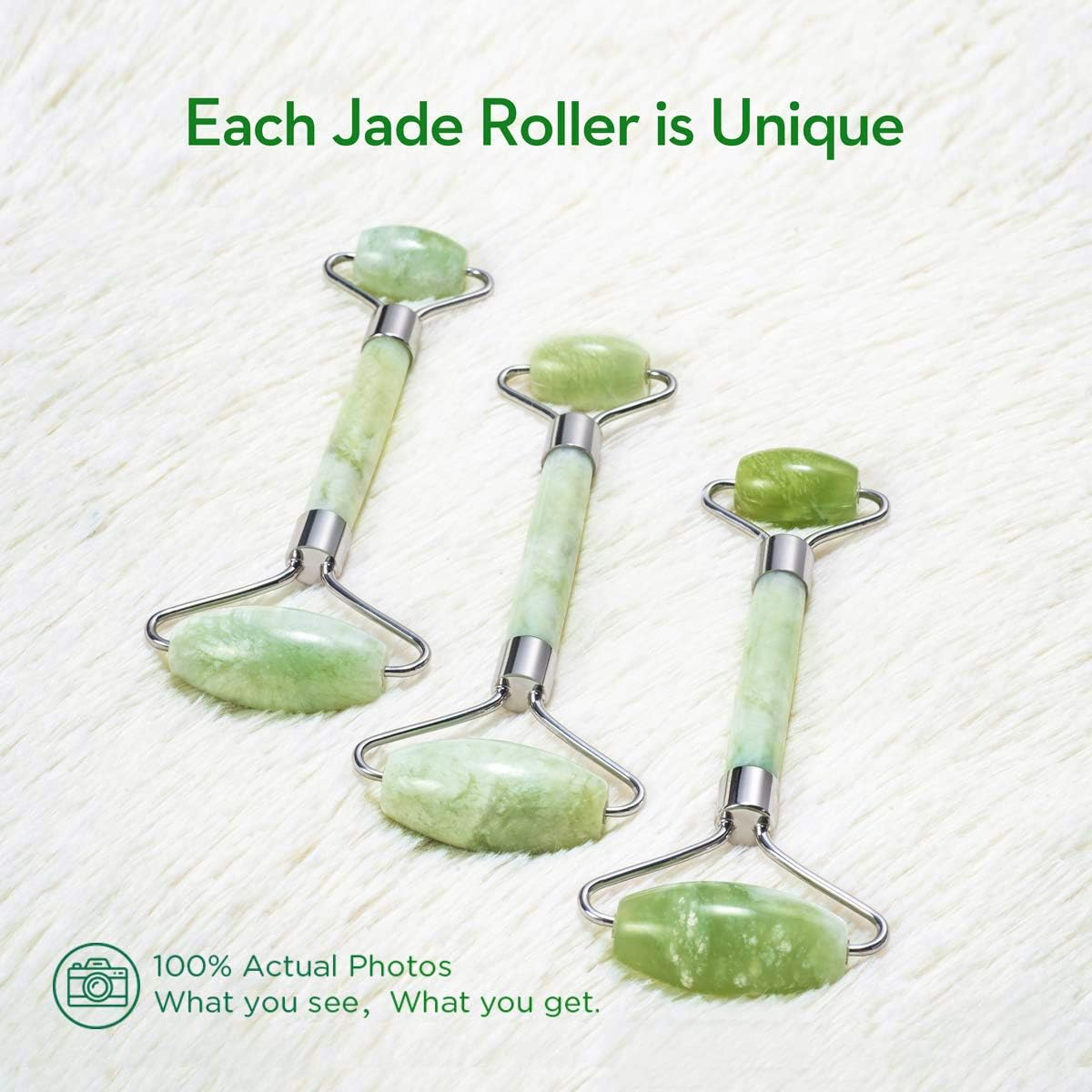 Jade Roller and Gua Sha for Face-3 in 1 Kit with Facial Massager Tool,100% Real Natural Jade Stone anti Aging,Face Beauty Set for Eye Anti-Wrinkle