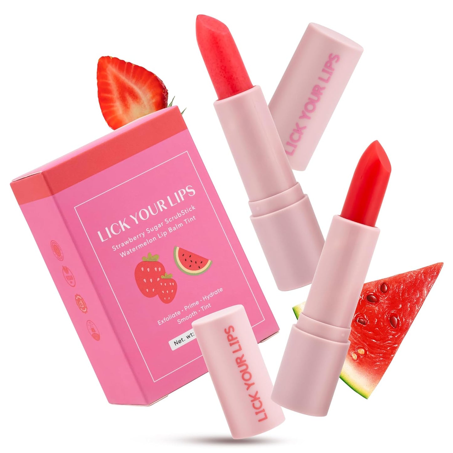 Watermelon Sugar Lip Scrub for Women Dry, Cracked and Dark Lips – Lip Scrubber Exfoliator and Organic Lip Scrubs Exfoliator and Moisturizer with Lip Brush – Vegan, Cruelty-Free Lip Care Products (20G)