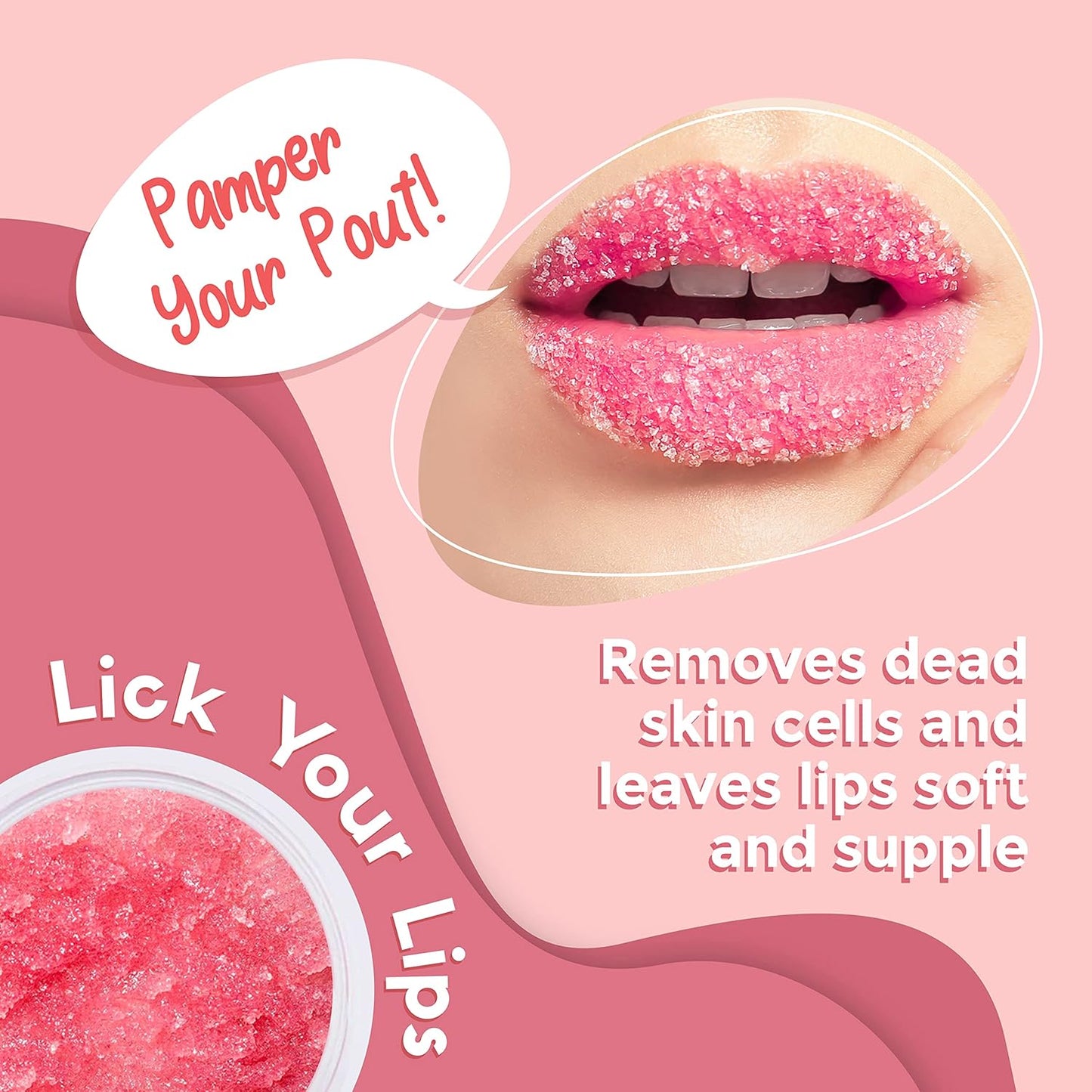 Watermelon Sugar Lip Scrub for Women Dry, Cracked and Dark Lips – Lip Scrubber Exfoliator and Organic Lip Scrubs Exfoliator and Moisturizer with Lip Brush – Vegan, Cruelty-Free Lip Care Products (20G)