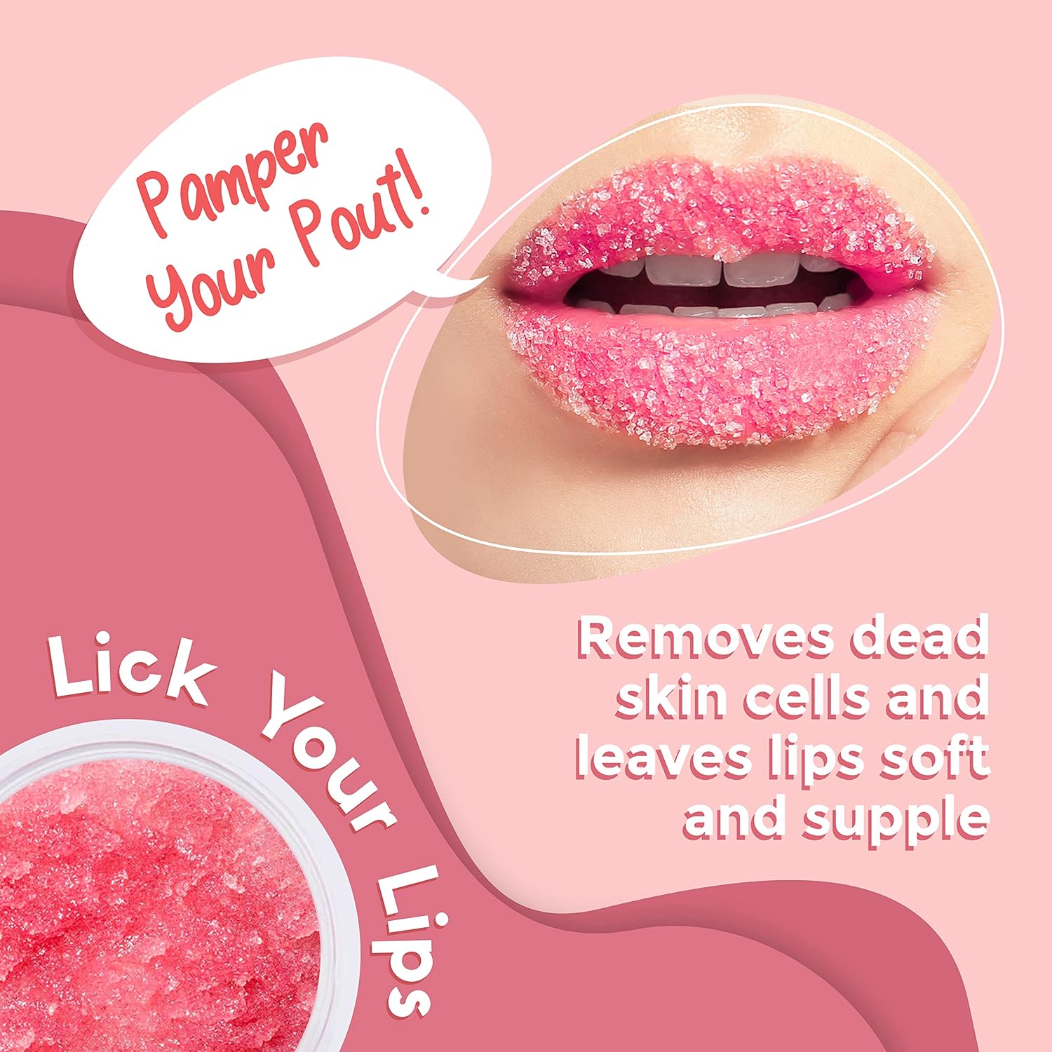 Watermelon Sugar Lip Scrub for Women Dry, Cracked and Dark Lips – Lip Scrubber Exfoliator and Organic Lip Scrubs Exfoliator and Moisturizer with Lip Brush – Vegan, Cruelty-Free Lip Care Products (20G)