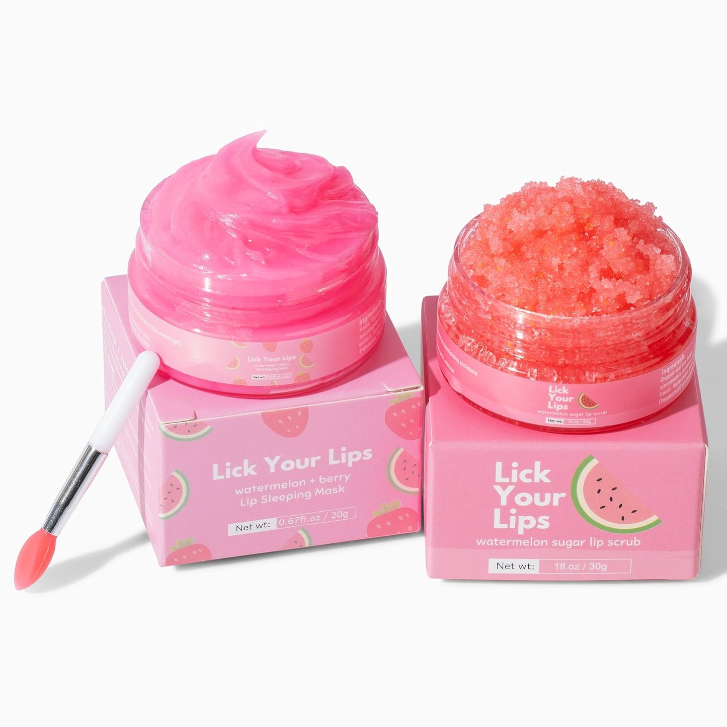 Watermelon Sugar Lip Scrub for Women Dry, Cracked and Dark Lips – Lip Scrubber Exfoliator and Organic Lip Scrubs Exfoliator and Moisturizer with Lip Brush – Vegan, Cruelty-Free Lip Care Products (20G)