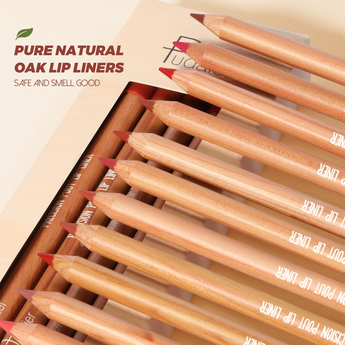 Lip Liner Set, 12Pcs Pure Natural Oak Brown Pink Red Series Lip Liners, Smooth and High Pigmented Lip Makeup Pencil